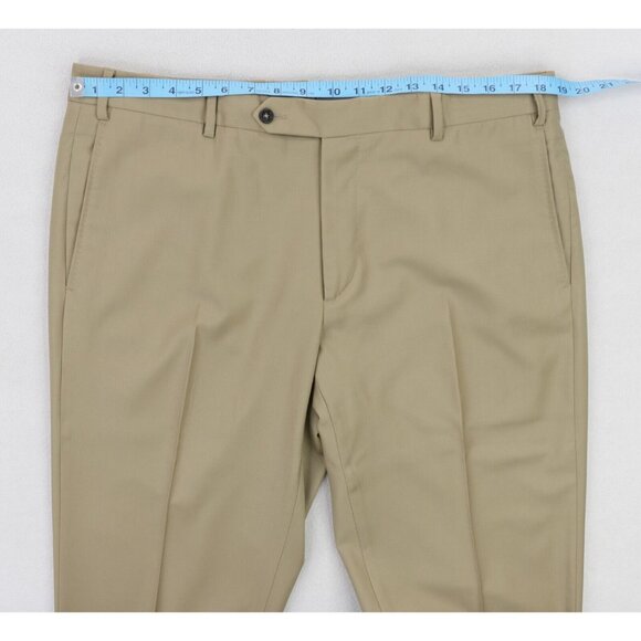 Zanella Platinum Loro Piana Tasmanian 150s Wool Mens 37 X 34 Beige Parker - Picture 7 of 11